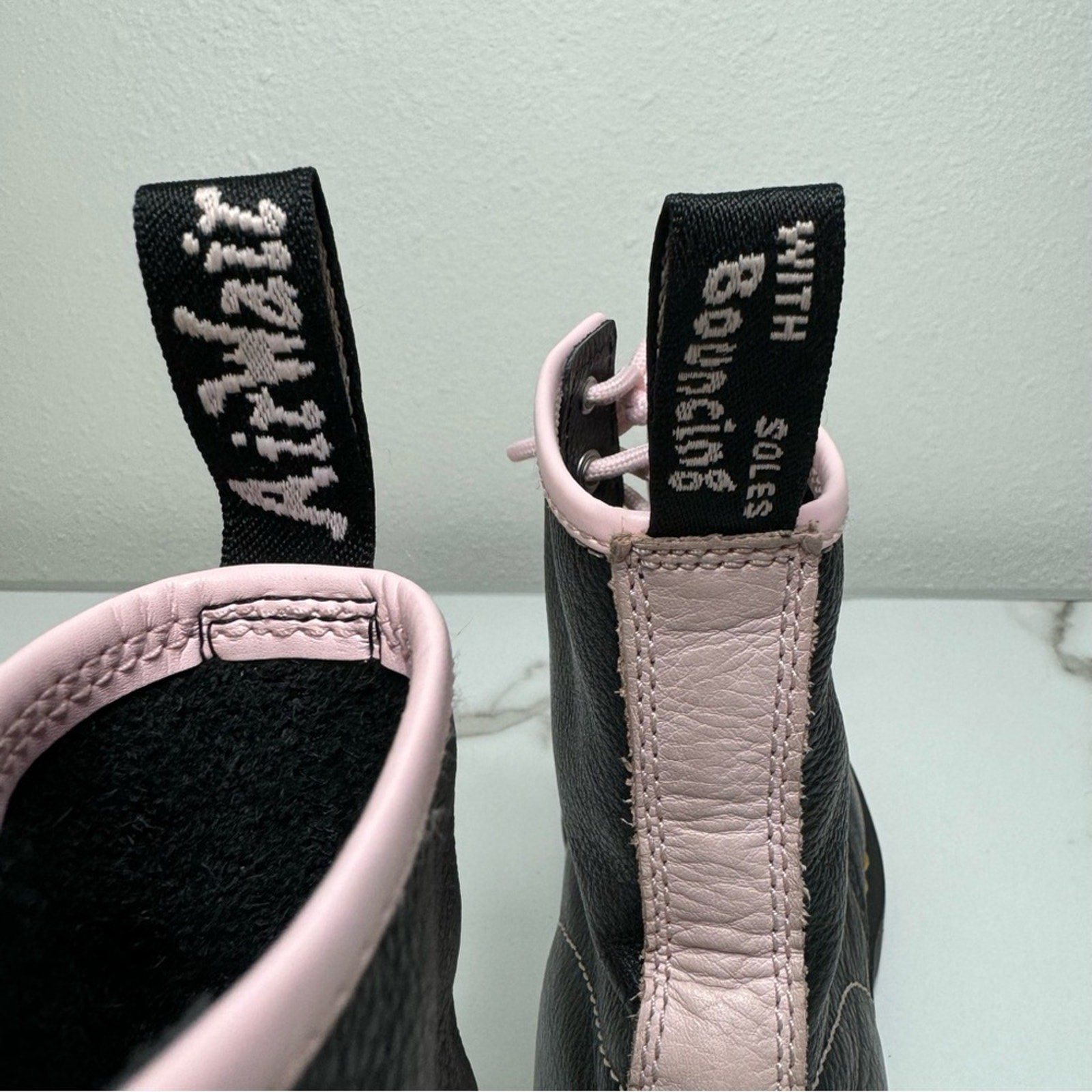 ⭐️RARE⭐️ Dr. Martens 1460 Contrast Leather Lace Up Chalk Pink Women’s Boots, 5