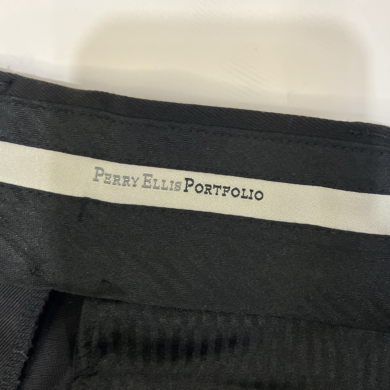 Perry Ellis Portfolio Men’s Black Cotton Twill Dress Pants 32W Straight Flat