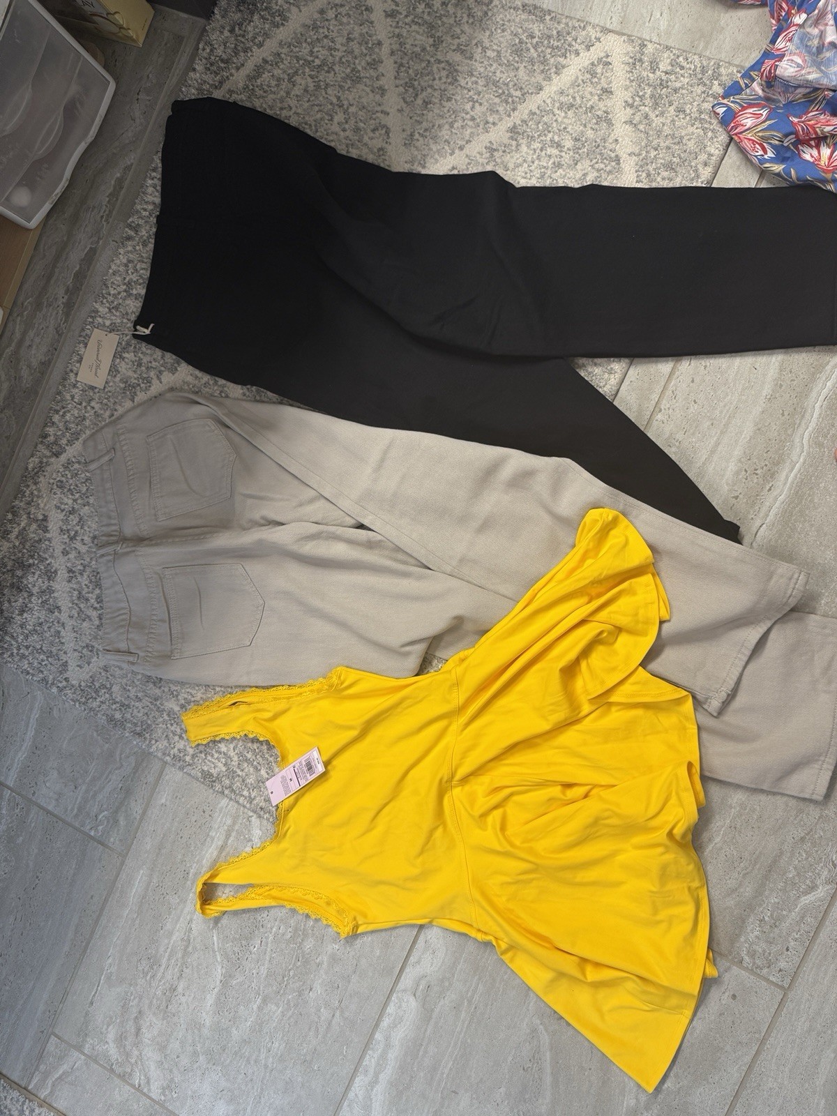 Universal Thread Baby Girl Size 6 3pc Lot Yellow Dress, Beige Pants, Black Jeans