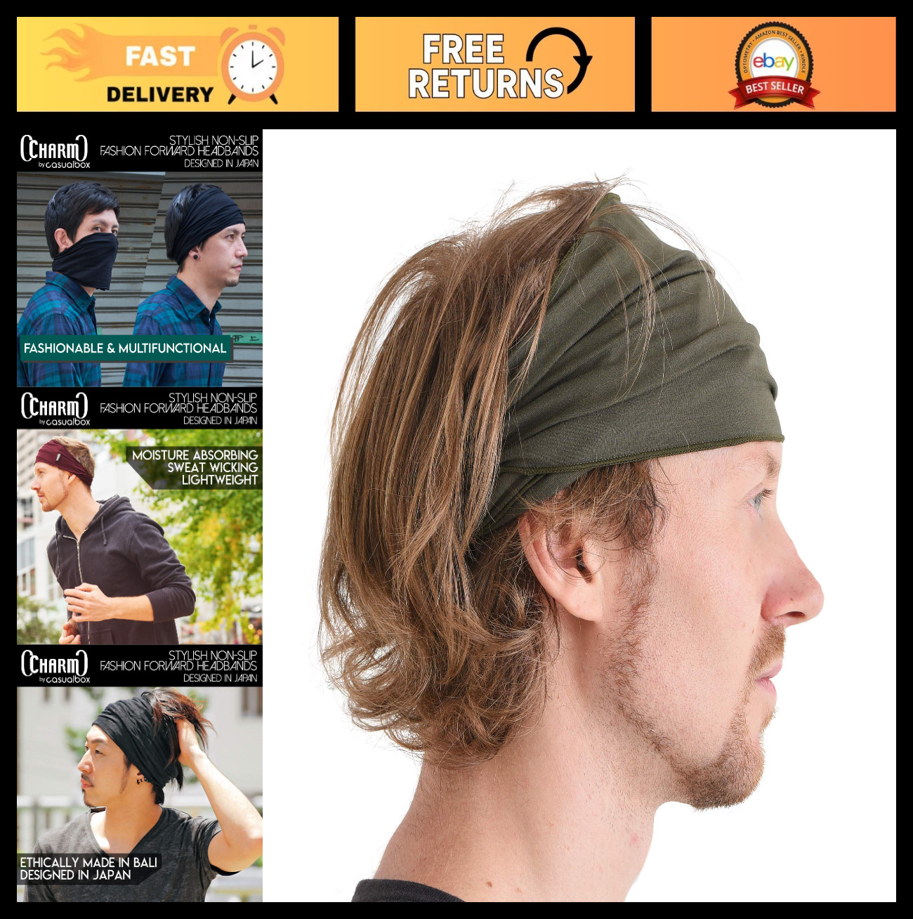 Japanese Style Head Wrap Headband for Men & Women – Workout, Yoga, Daily Wear, K