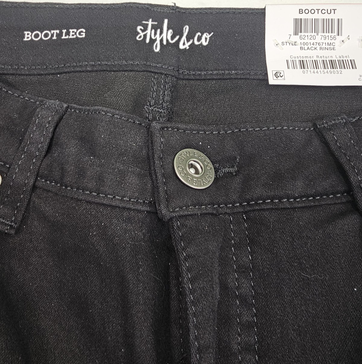 Brand New Style & Co Women’s Curvy-Fit Boot Cut High Rise Black Jeans Size 10