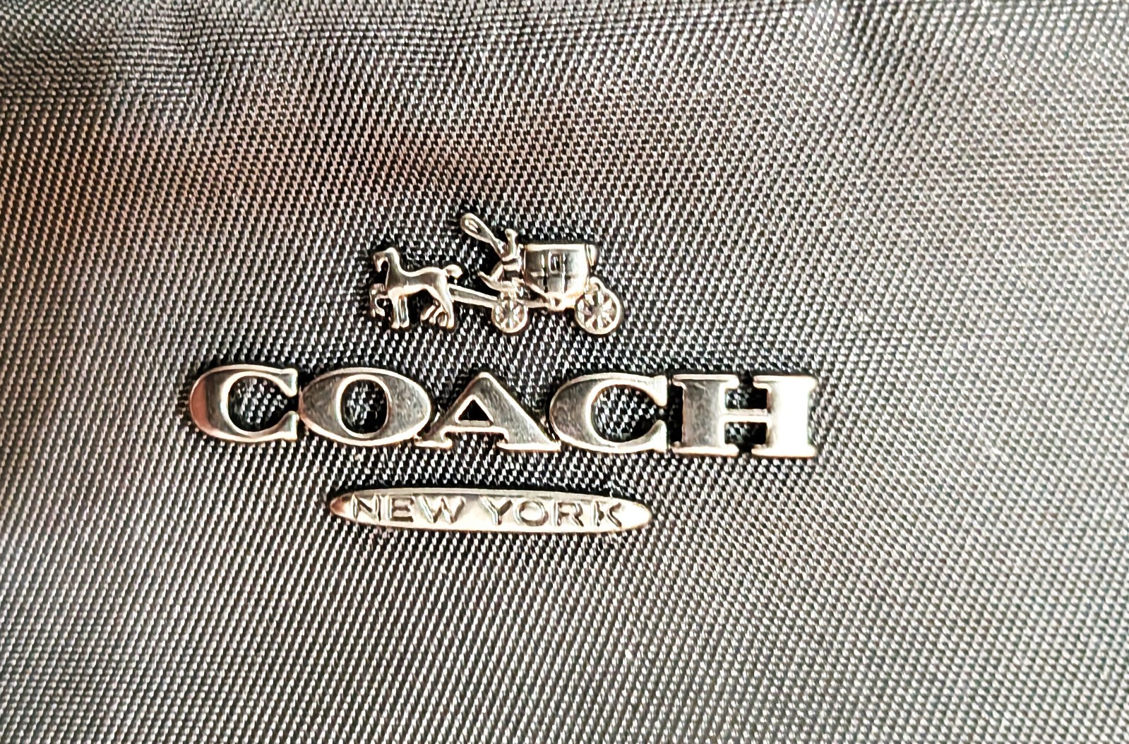 NWT Coach Logo Black Nylon Zippered 2 Section Crossbody Bag 4.75″ x8.75″x 1.75″