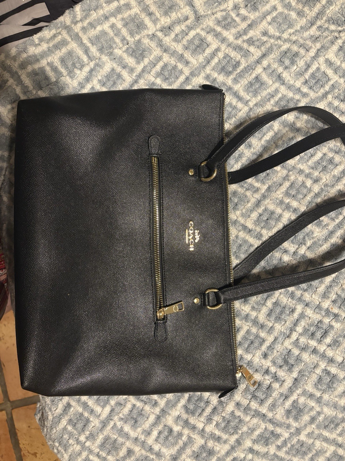Coach Black Leather Tote Handbag Large