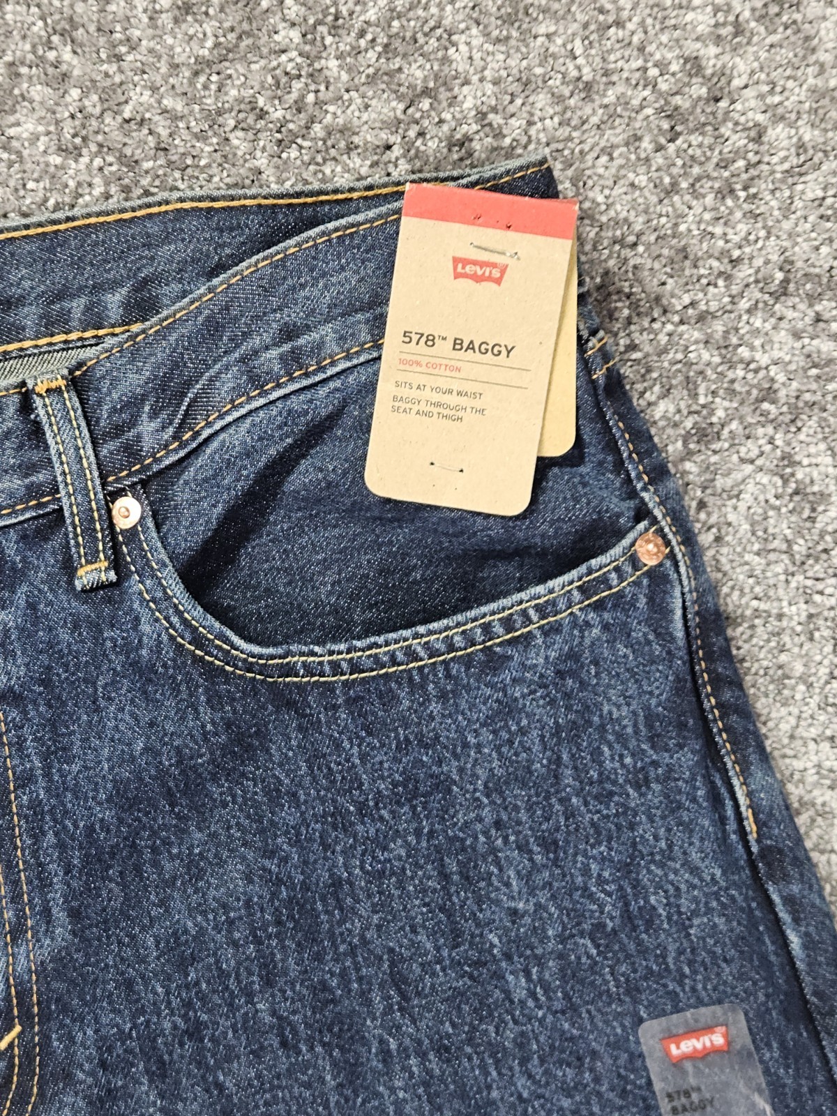 Levi’s 578 Baggy Jeans Men’s 34×30 Dark Wash Denim Y2K Relaxed Fit NWT