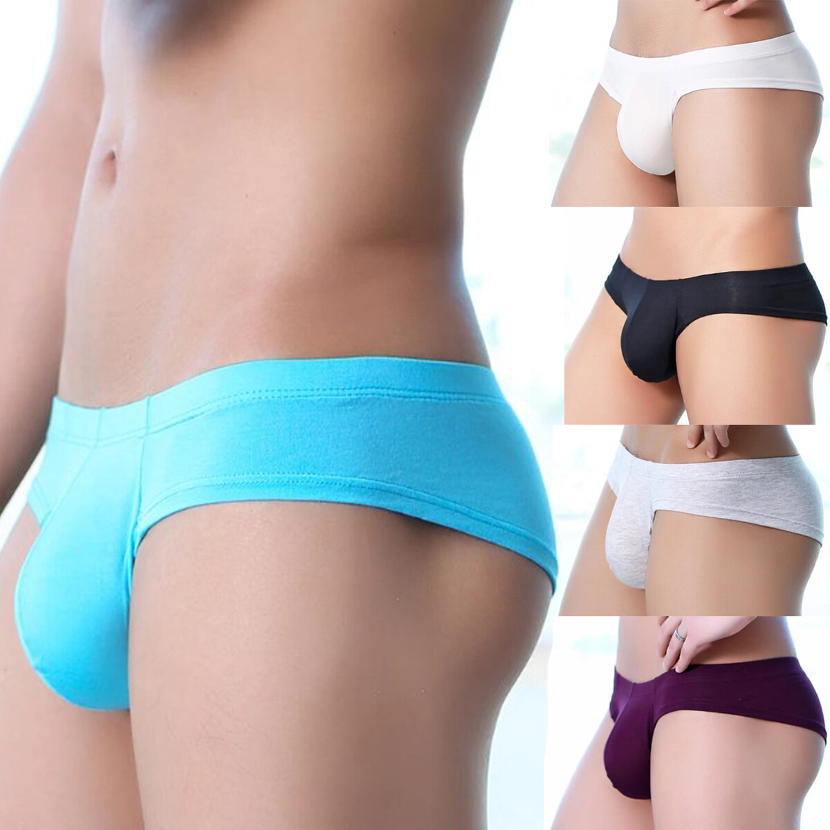 Men Boxer Briefs Panties Underwear Sexy Low Rise Breathable U Pouch Underpants