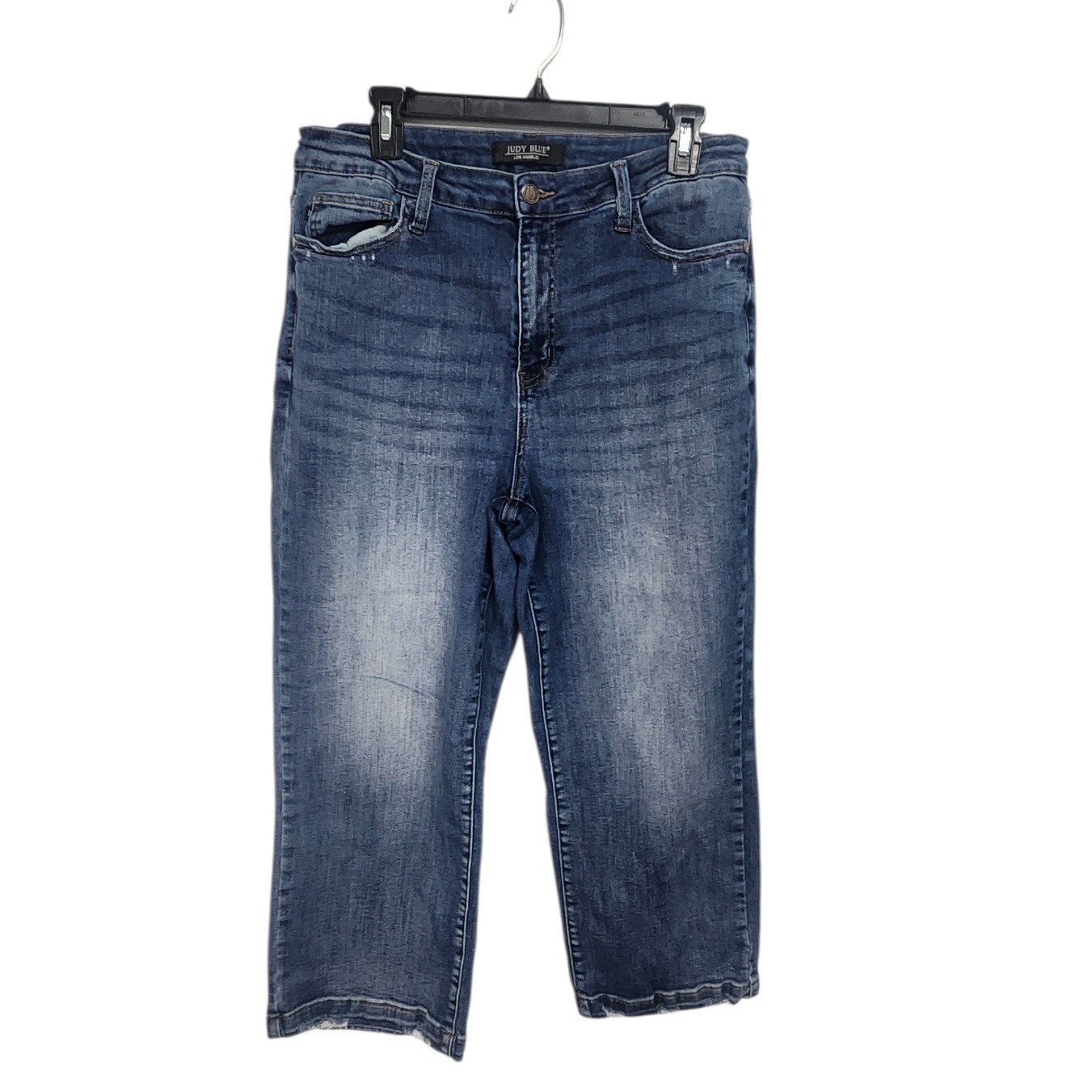 Judy Blue Jeans Women’s Size 1331 Mid Wash Cropped Straight Leg Distressed Denim