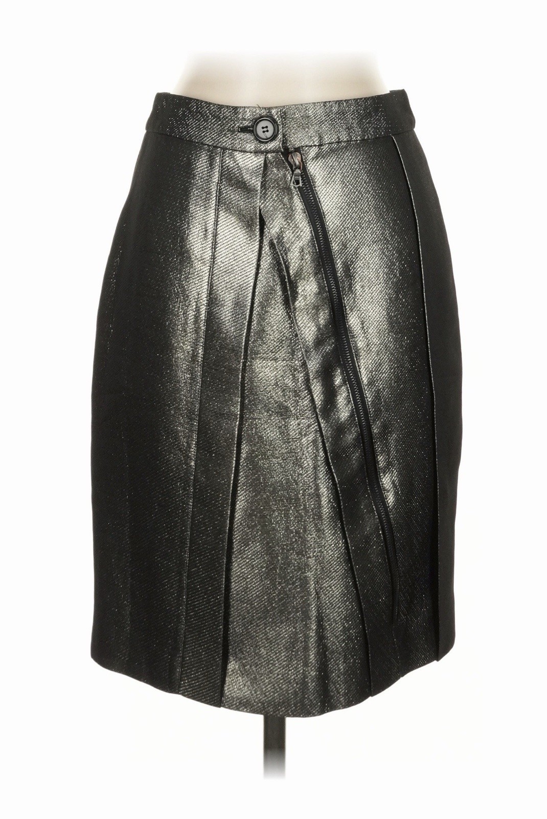 Proenza Schouler Metallic Black Pleated High Rise Knee-Length Skirt 4
