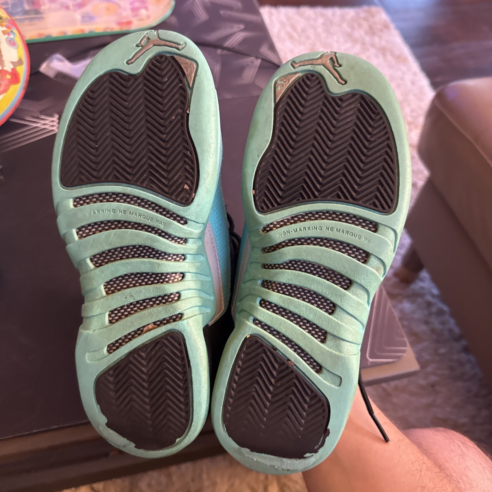 NIKE AIR JORDAN 12 RETRO GG BLACK/TEAL -HYPER JADE SIZE 4.5Y [510815-017]