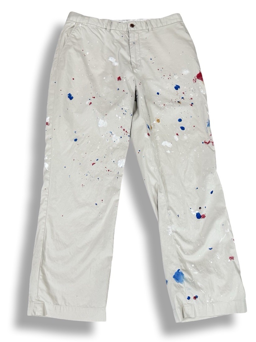 CUSTOM VTG POLO RALPH LAUREN 36X31 ARTIST PAINT SPLATTER DISTRESSED PANTS CHINOS