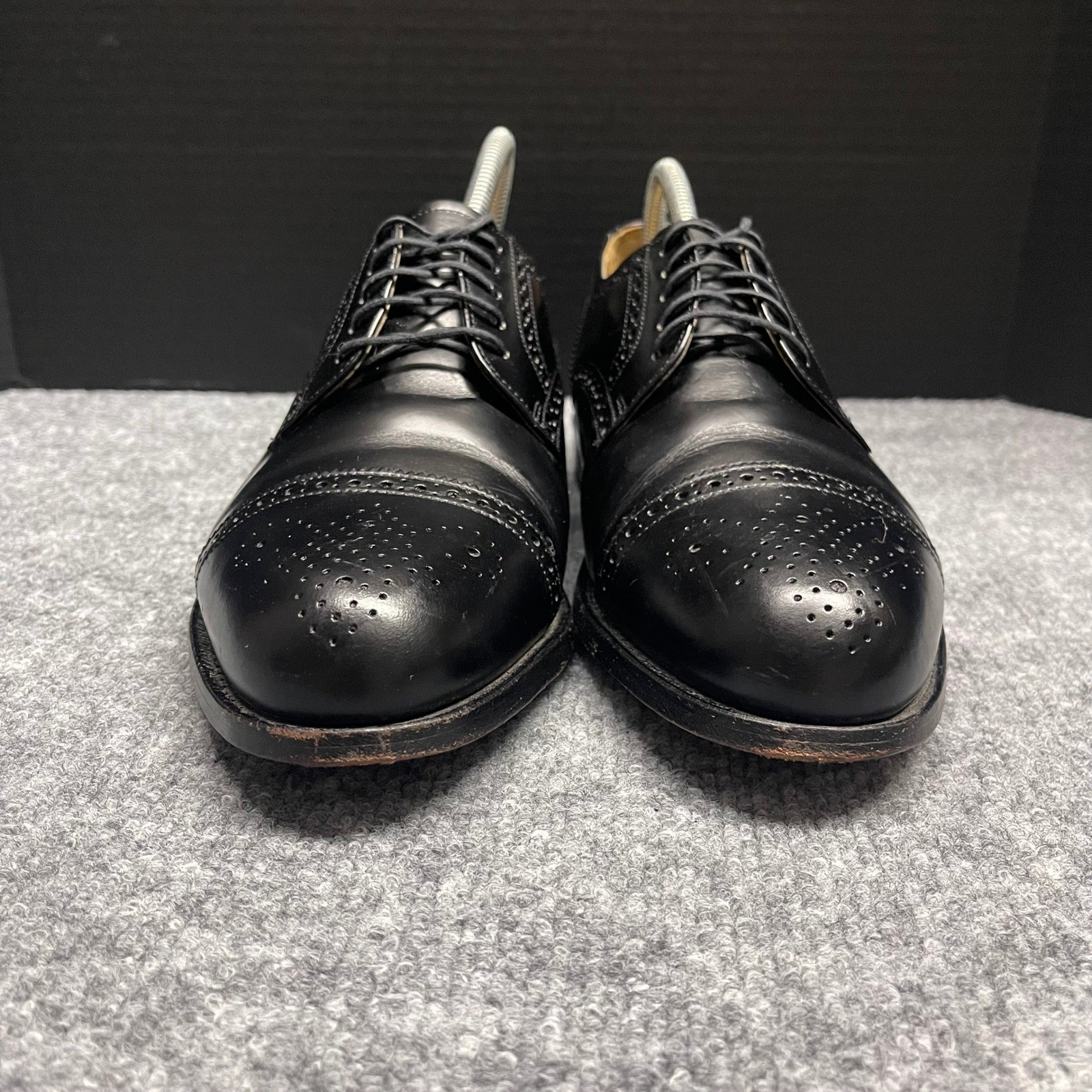 Bostonian Crown Shoes Size 9 D/B Windsor First Flex Black Leather Wingtip Brogue
