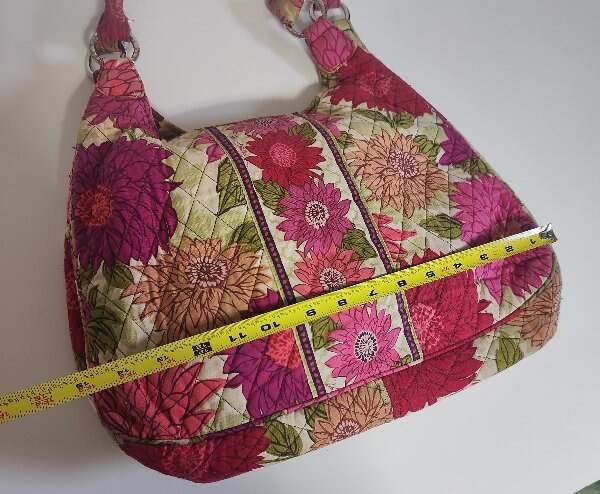 Vera Bradley Hello Dahlia Double Strap Shoulder Bag Purse Beige Purple Pink
