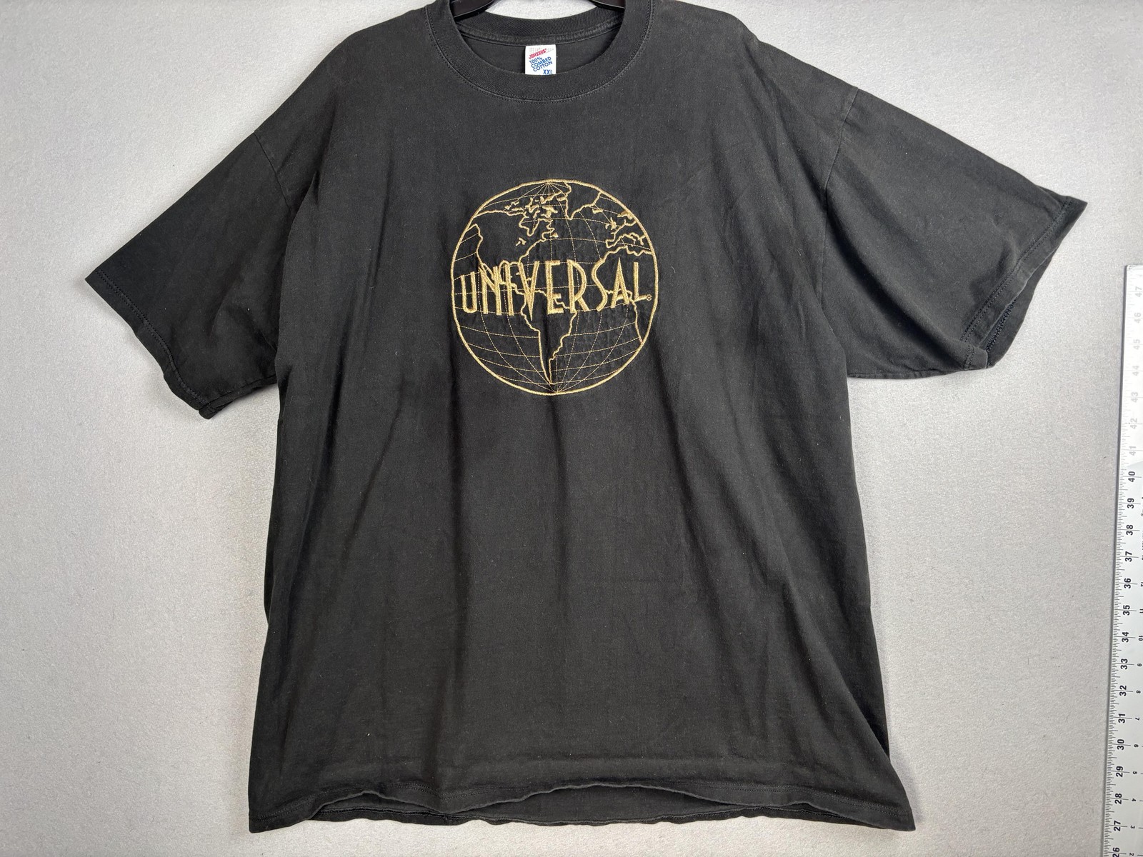 Vintage Universal Shirt Mens 2XL Black Globe Logo Jerzees Made USA 90s
