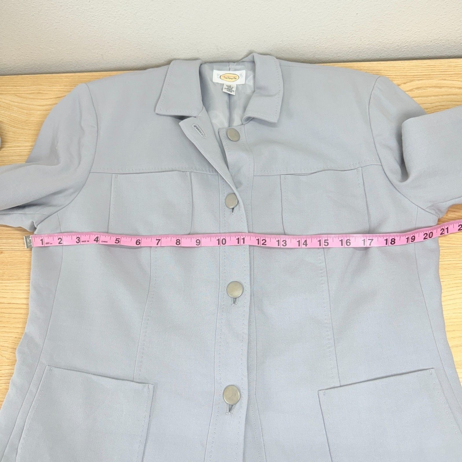Talbots Wool Safari Utility Jacket Blazer Size 14 Light Blue Japan Vtg Career
