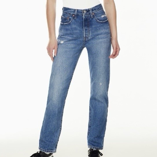 Levi’s Straight Leg Distressed 501 Button Fly Jeans