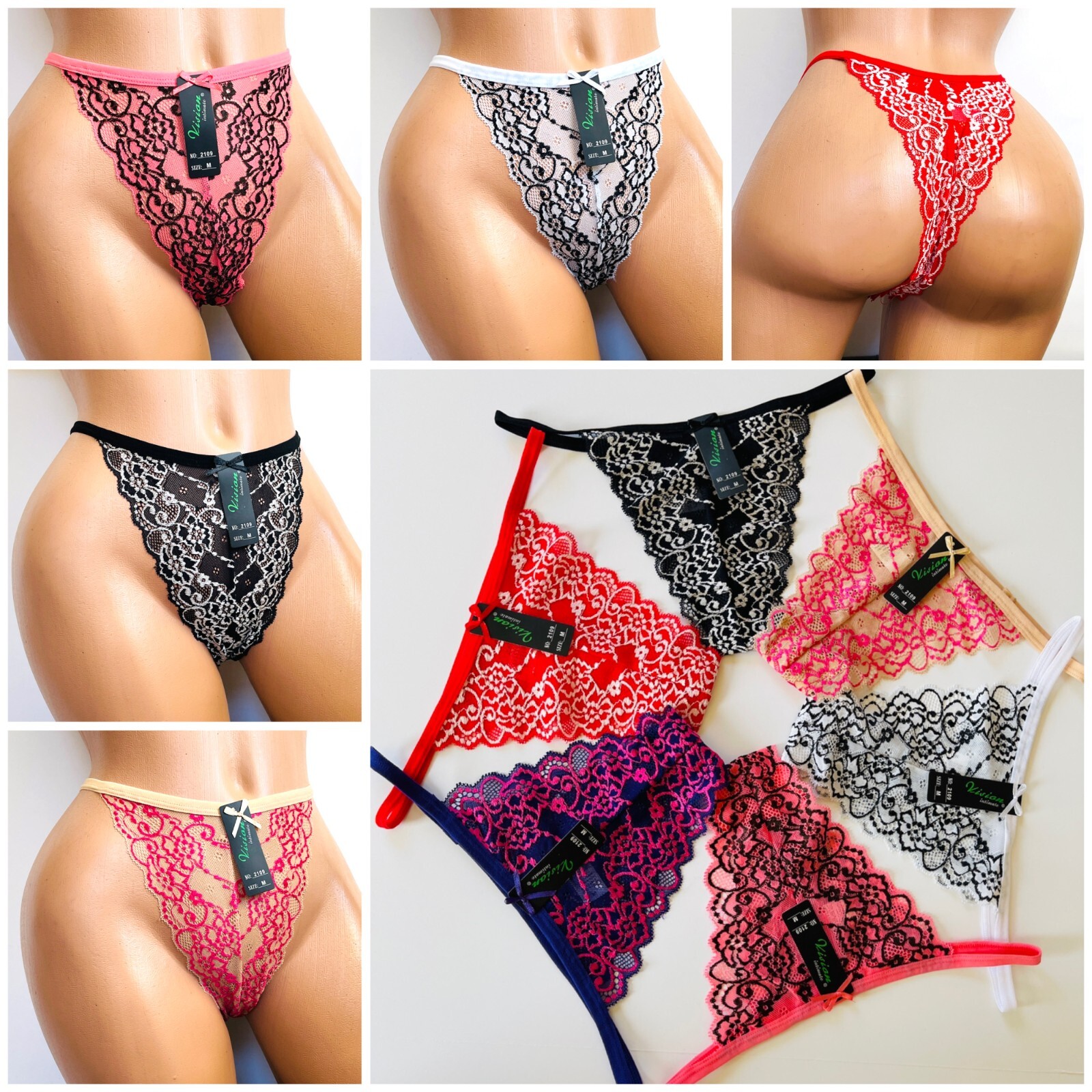 3/6 Women Sexy High Cut G-string Thongs T-back Underwear Panties Lingeries 2109