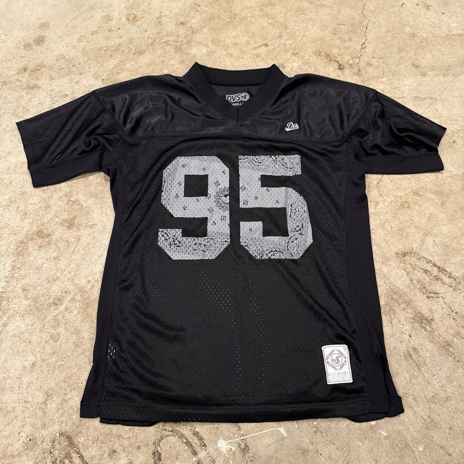 DVS Shoe Company Shirt Mens Small Black Rasta Mesh Y2K Jersey Skate