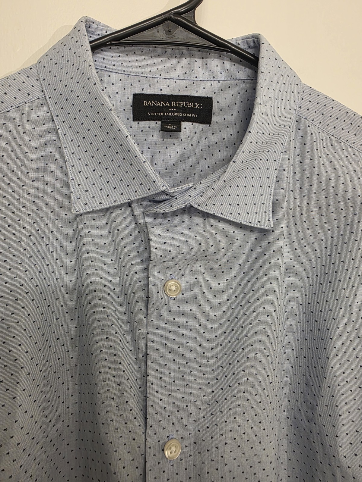 Banana Republic Stretch Tailored Slim Fit Blue Geometric Shirt L 36/37