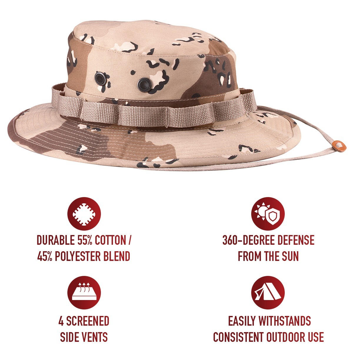Desert Storm Chocolate Chip Camo Boonie Hat Vented Fitted Ripstop Rothco 5814