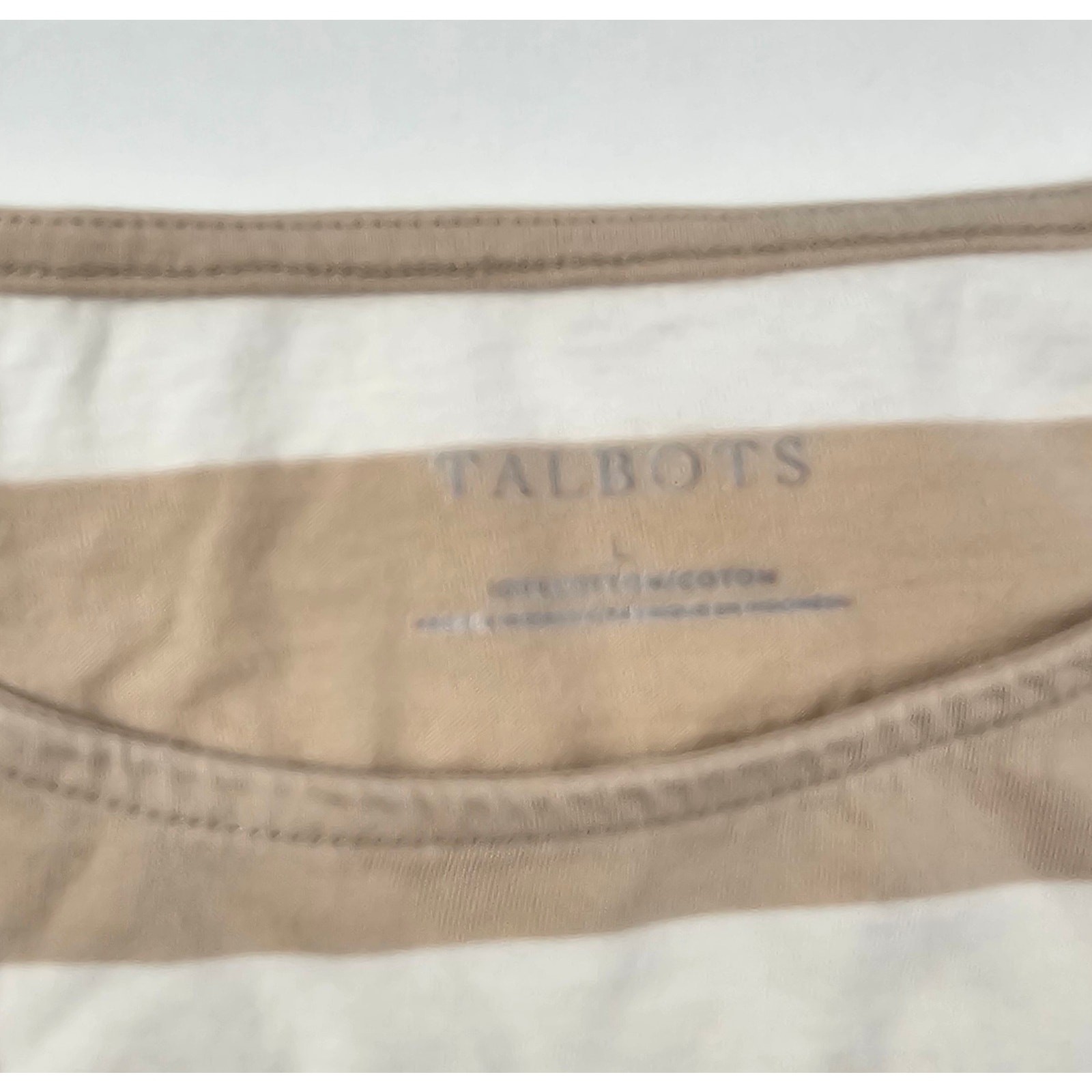 Talbots sz L neutral striped button accent slub old money casual career comfort