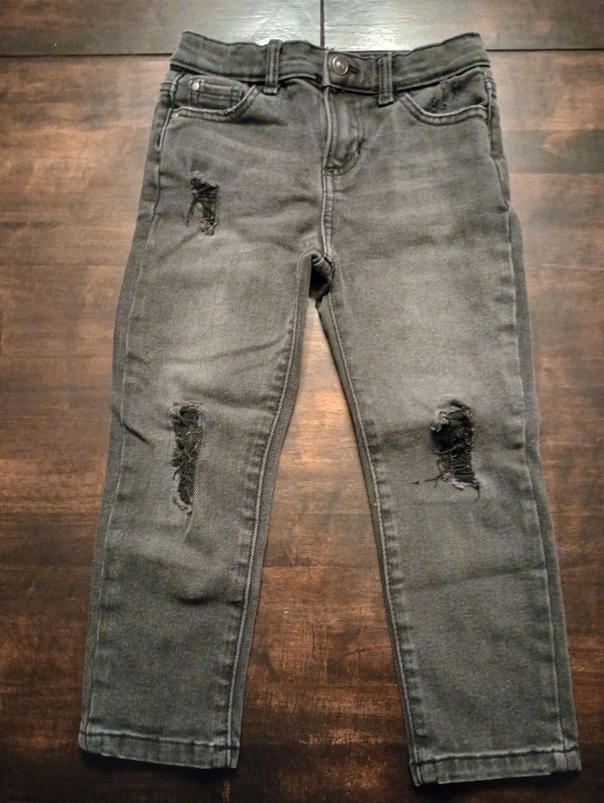 Wonder Nation Black Denim Skinny Jeans Zip/Button Snap Pockets Unisex Toddler 5T