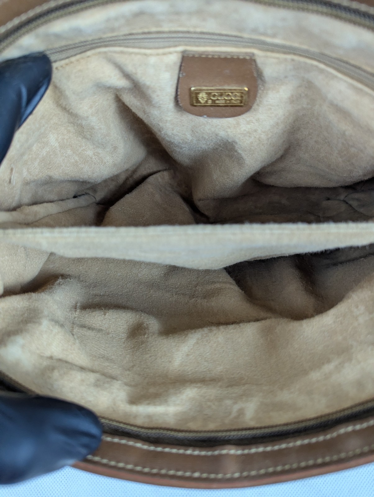 Vintage Gucci GG Supreme monogram pouch Handbag Brown Canvas Leather.