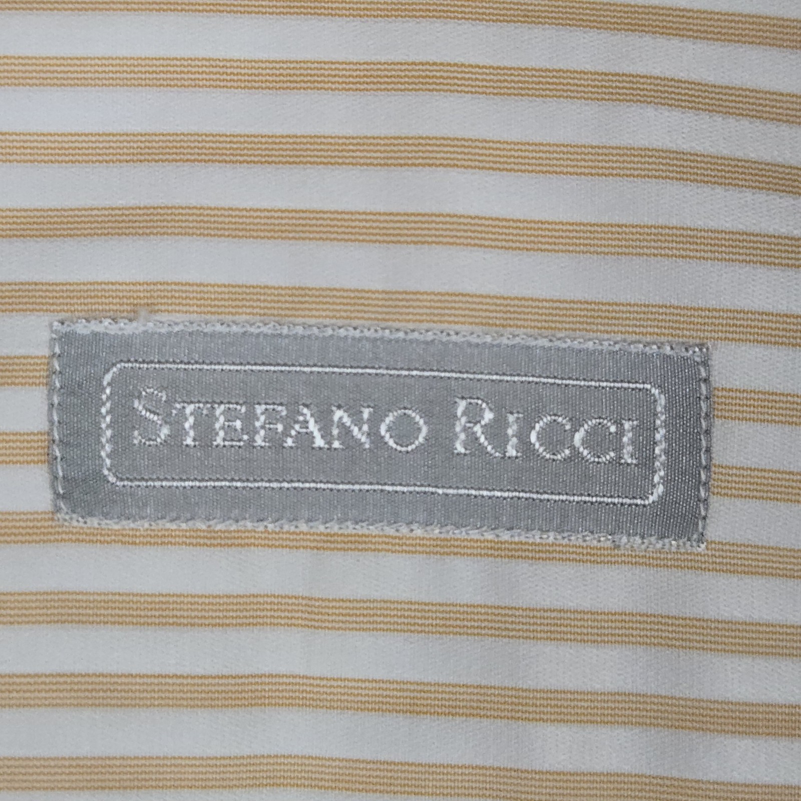 STEFANO RICCI Mens Size Large Made in Italy Shirt Orange Vertical Stripe Cotton