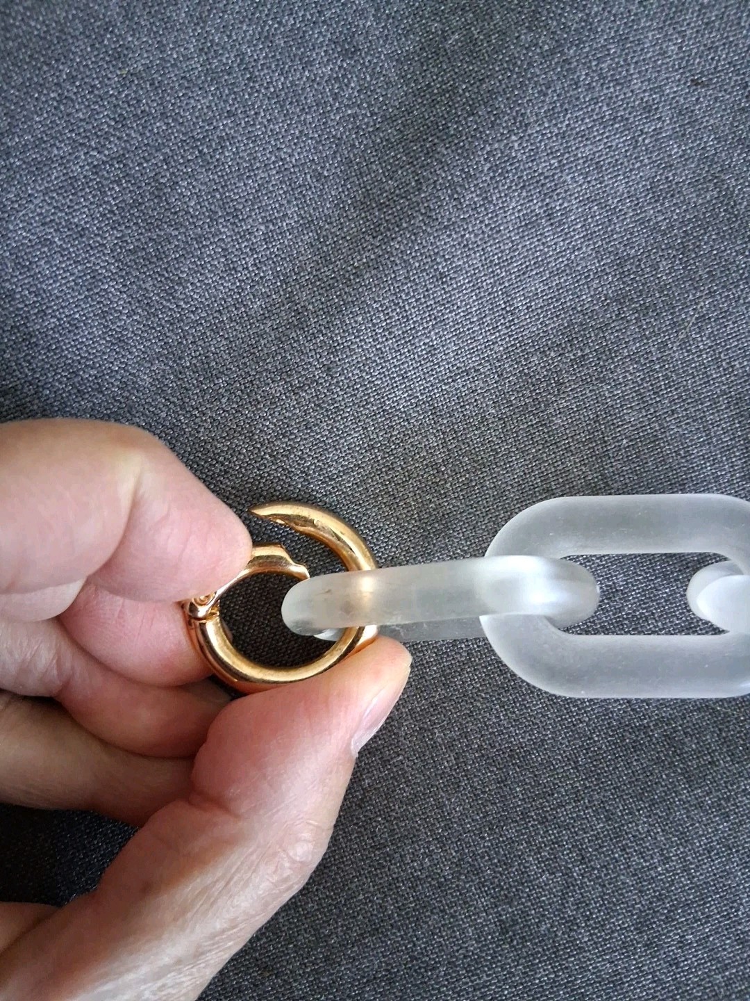 Large Chain Matte Clear Acrylic Handbag Strap Gold Tone Clasp Replace. 21″ Drop