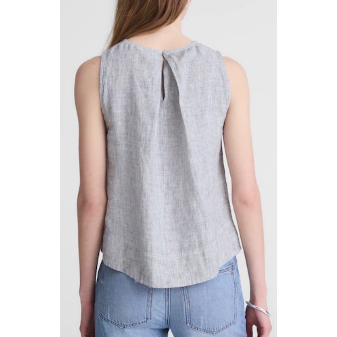 NWT Madewell Small Shell Top in 100% Linen Black White Mini Stripe Lightweight