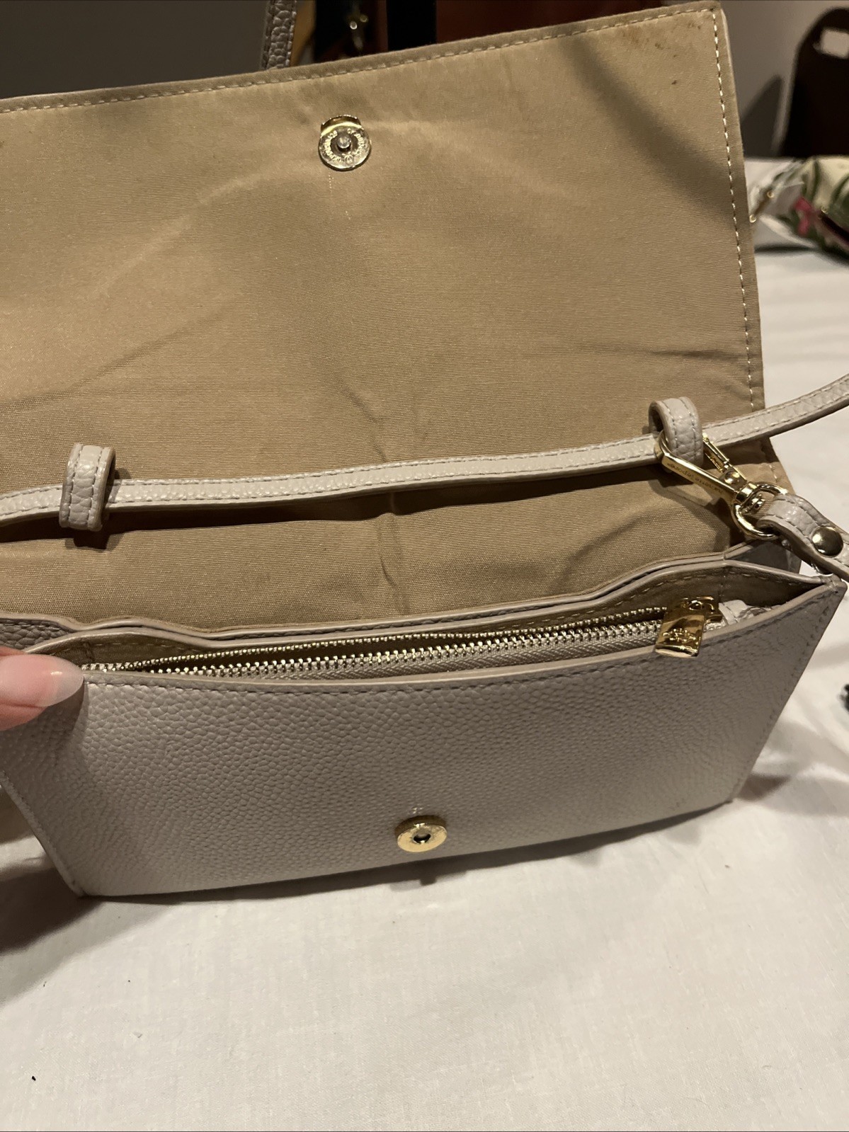 Nanette Lepore Beige Crossbody Purse With Wallet And Wristlet Strap