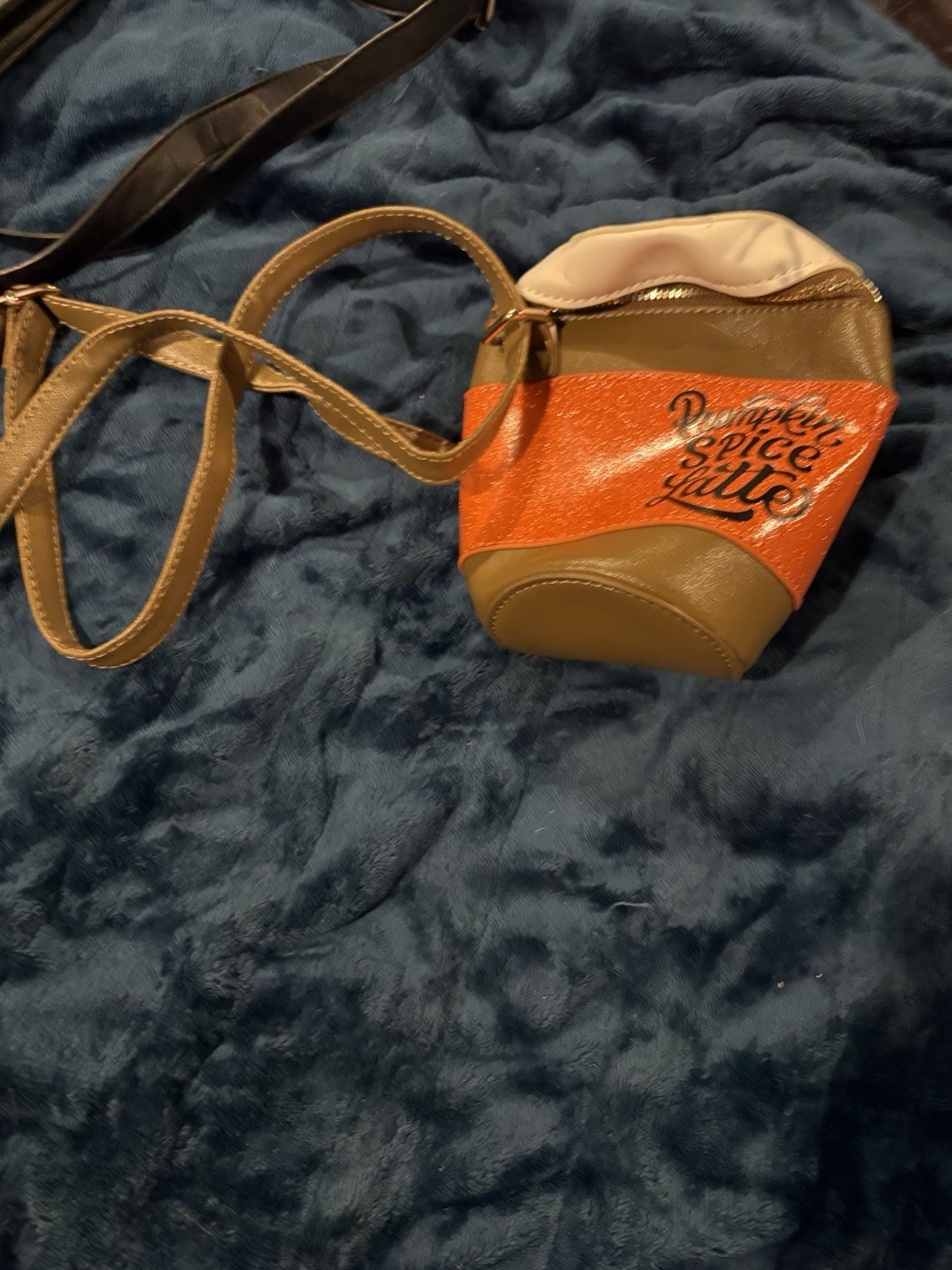 Orange Tan Beige Colorblock Zip Crossbody Bag: Adjustable Strap Women’s