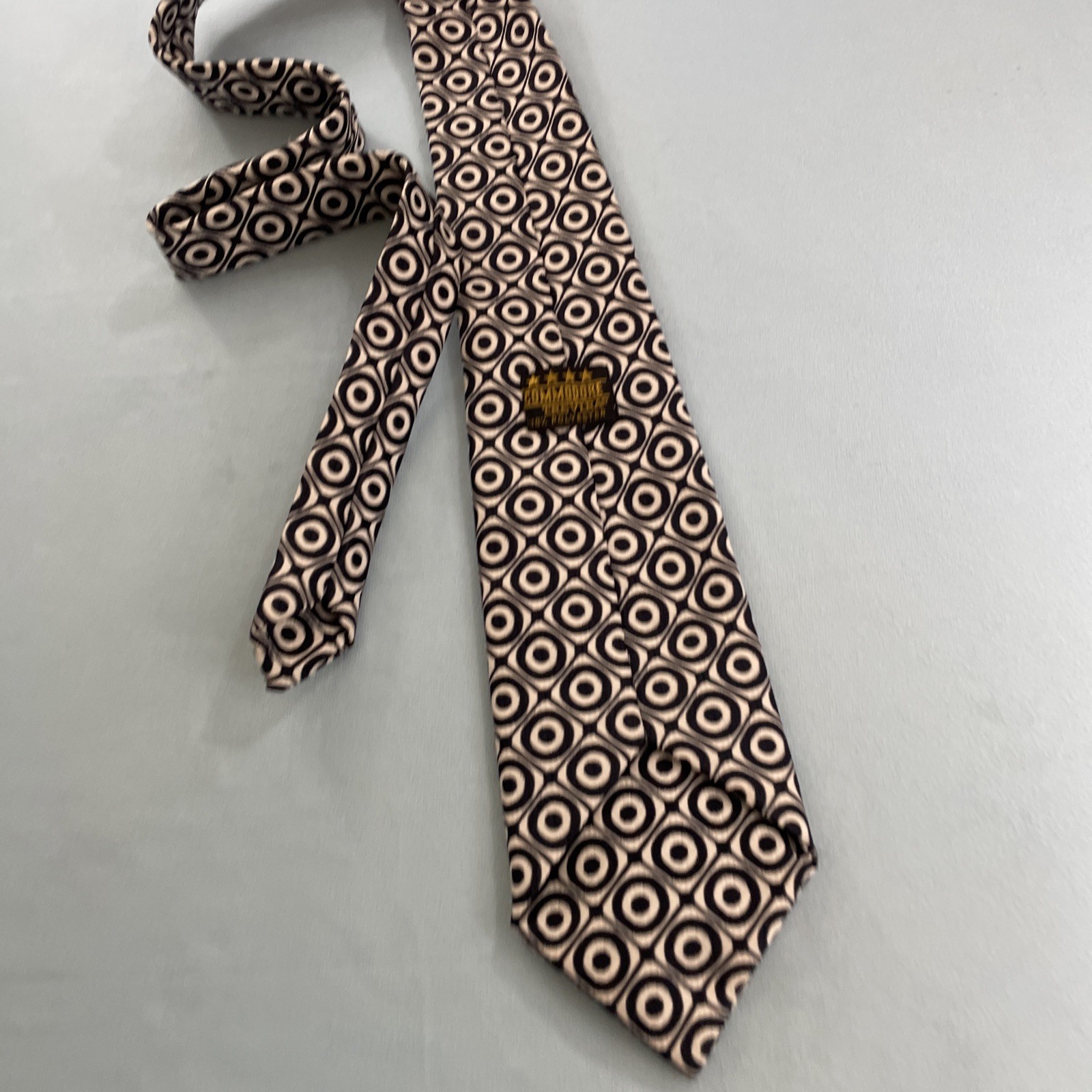 Commodore Trevira Atomic MCM Tie Geometry Circles Blue Wide Vtg 60s Necktie 4×51
