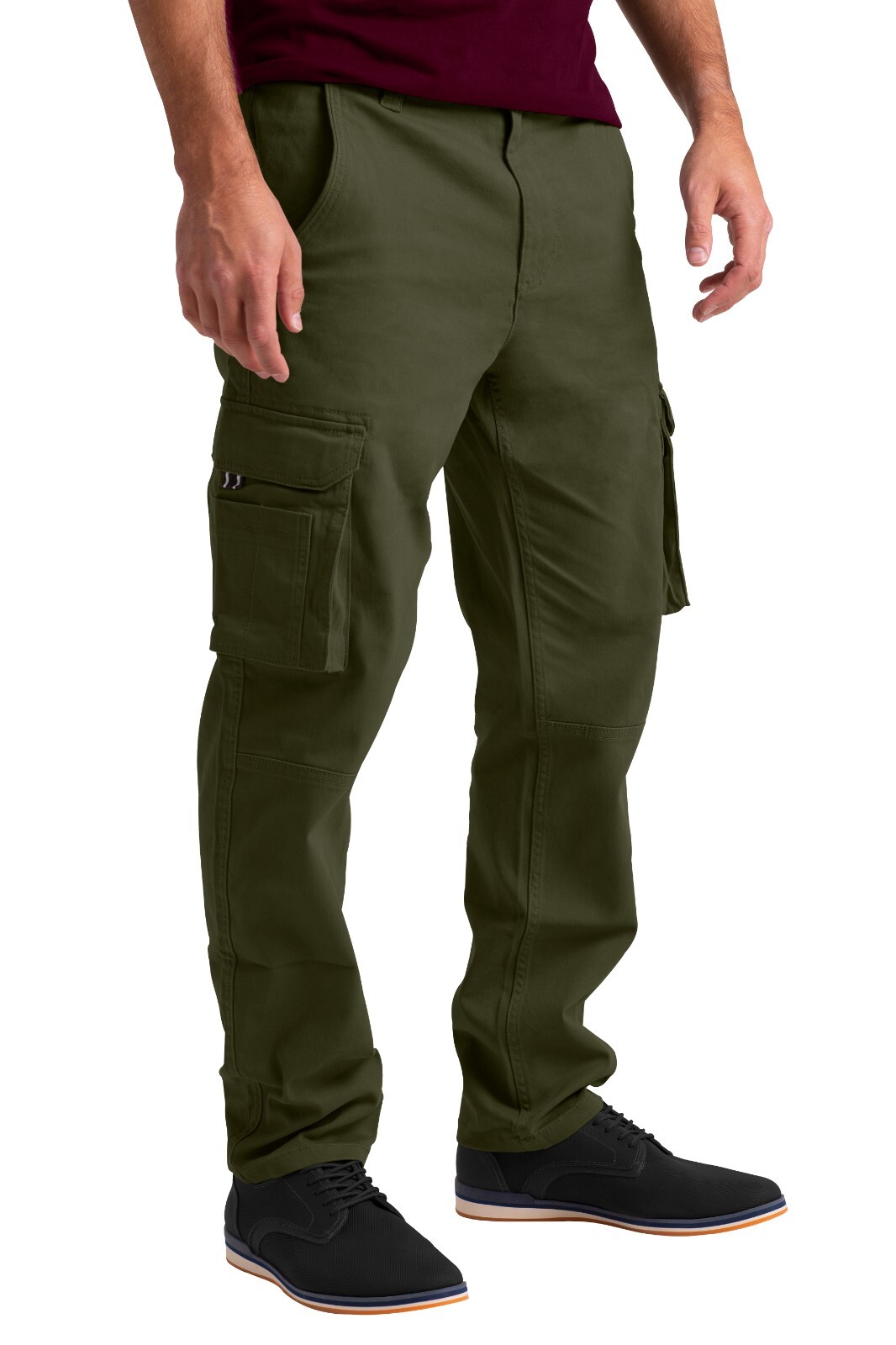 Mens Cargo Combat Flex Work Trouser Relax-Fit Multi Pocket Stretch Workwear Pant