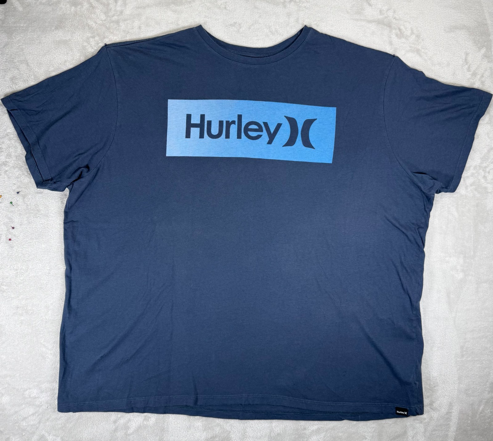 Hurley Logo T Shirt Men’s 3XL Blue Short Sleeve Graphic Tee Cotton