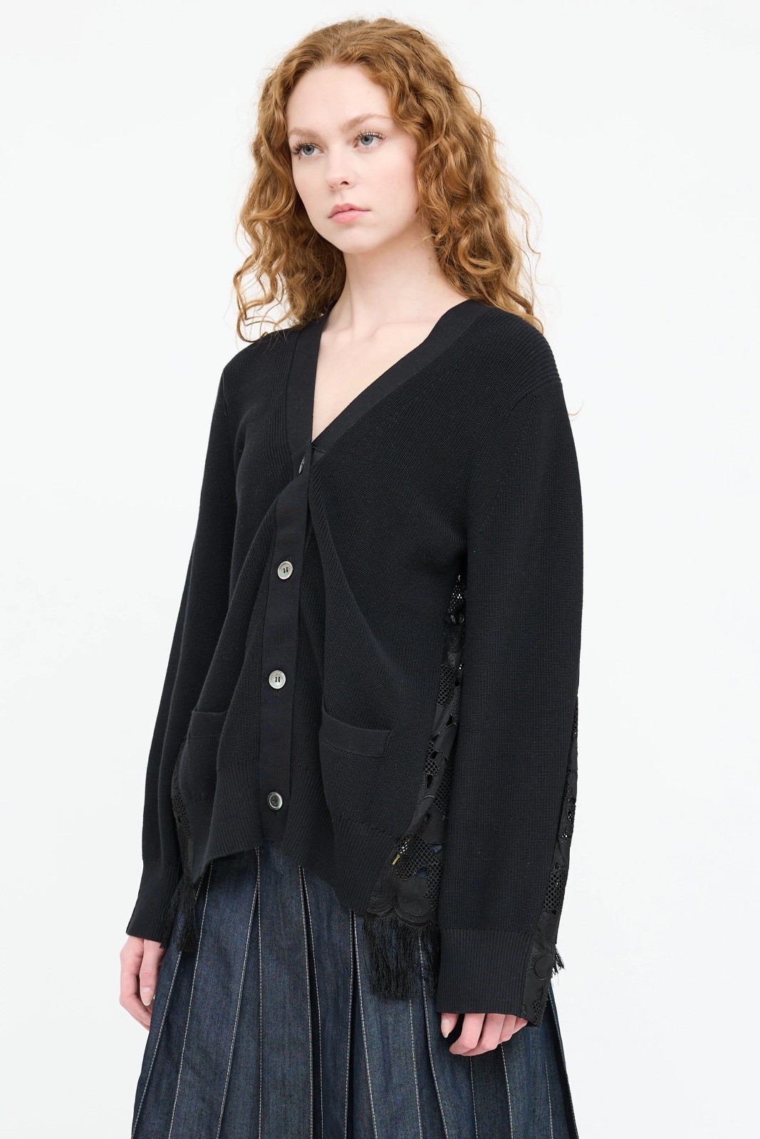 Sacai Luck Japanese knit lace embroidered Cardigan Button