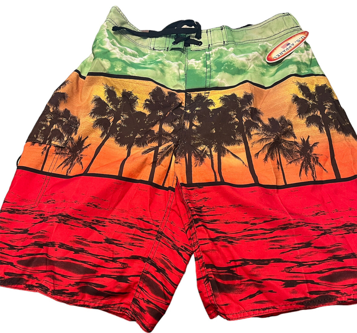 U.S. Apparel Swim Trunk Men’s Large Multicolor NWT Drawstring Lightweight 36″