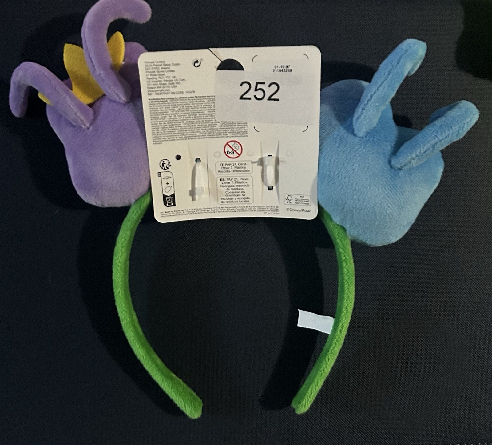 Primark Disney Pixar A Bug’s Life Plush Character Headband Green Blue Purple