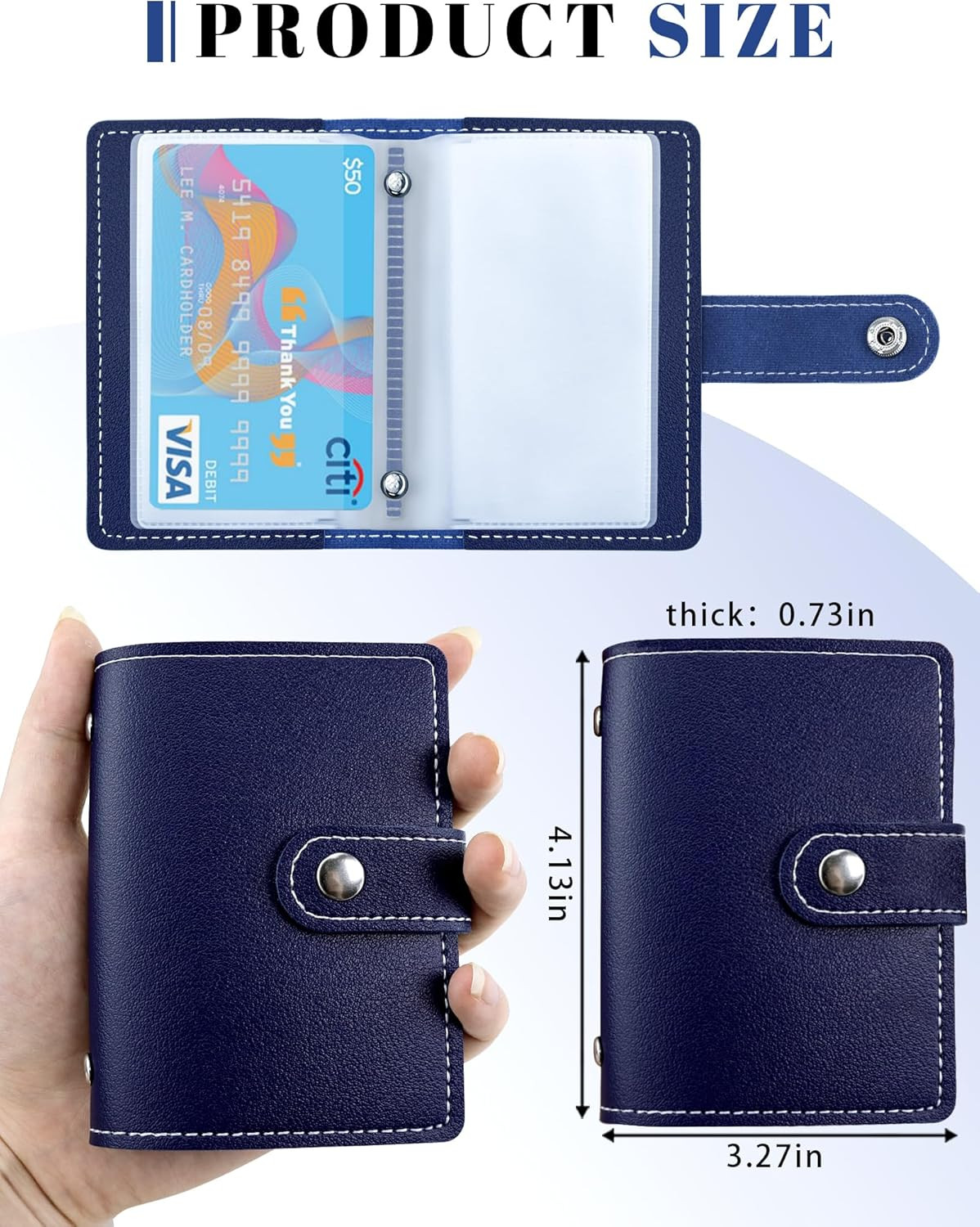 Leather Business Card Holder, 26 Card Slots, RFID Blocking Secure Professiona…