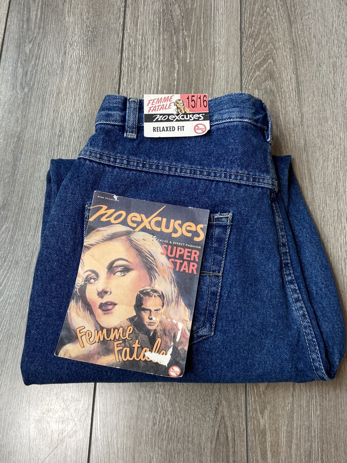 VTG 90s No Excuses Mom Jeans Femme Fatale Women’s Relaxed Fit Sz 15/16 NWT