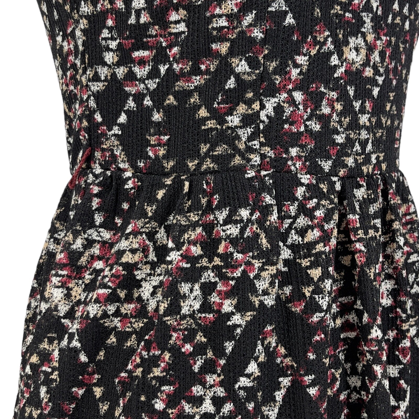 City Triangles Fit Flare Cap Sleeve Knit Overlay Geometric Print Dress Juniors M