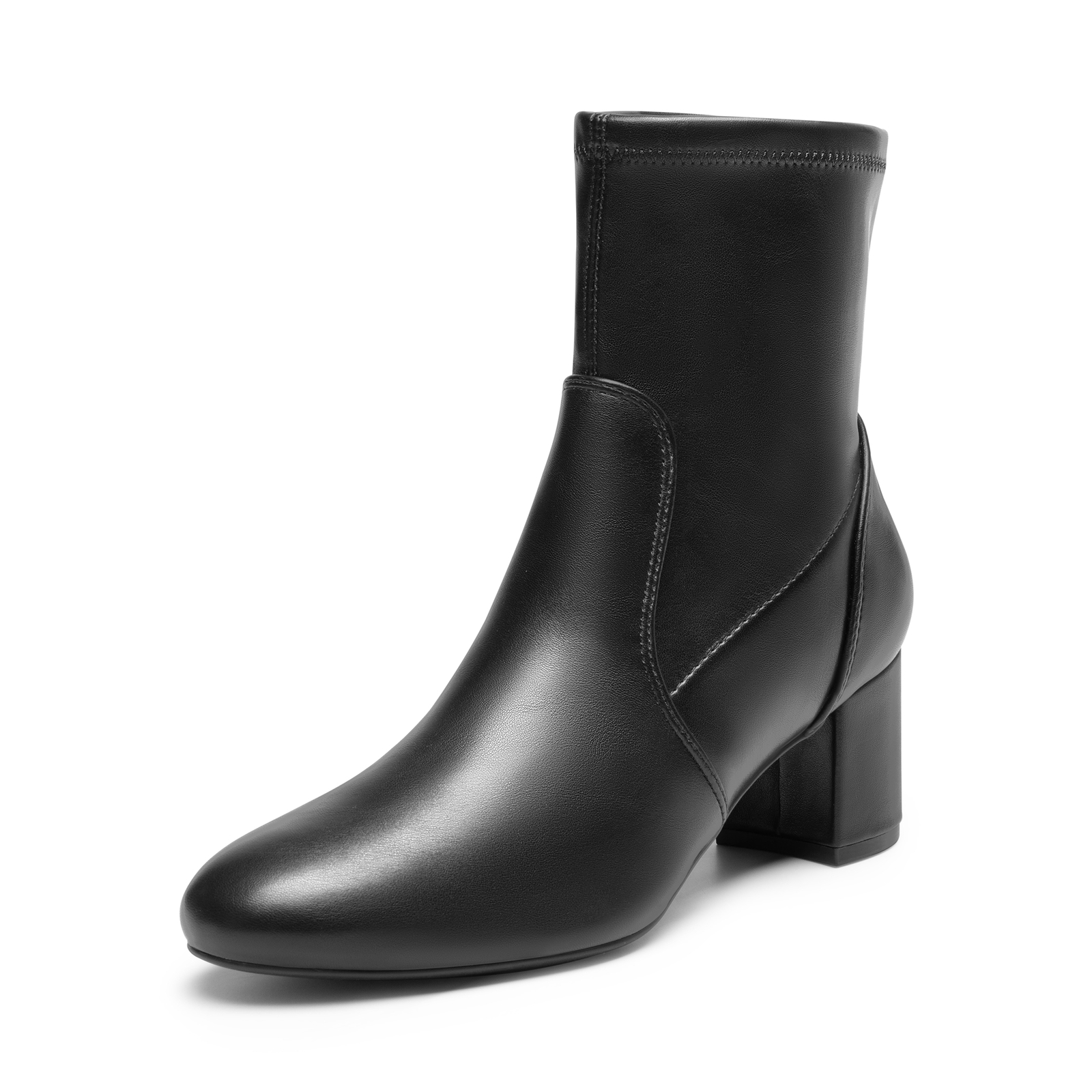 Women Almond Toe Ankle Boots Fashion Low 2.36in Chunky Heel Fall Heeled Booties