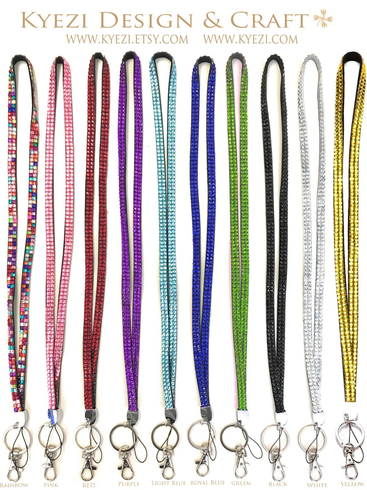 Bulk Wholesale 32″ Rhinestone Crystal Luxury Bling Bling Lanyard Cell Phone ID