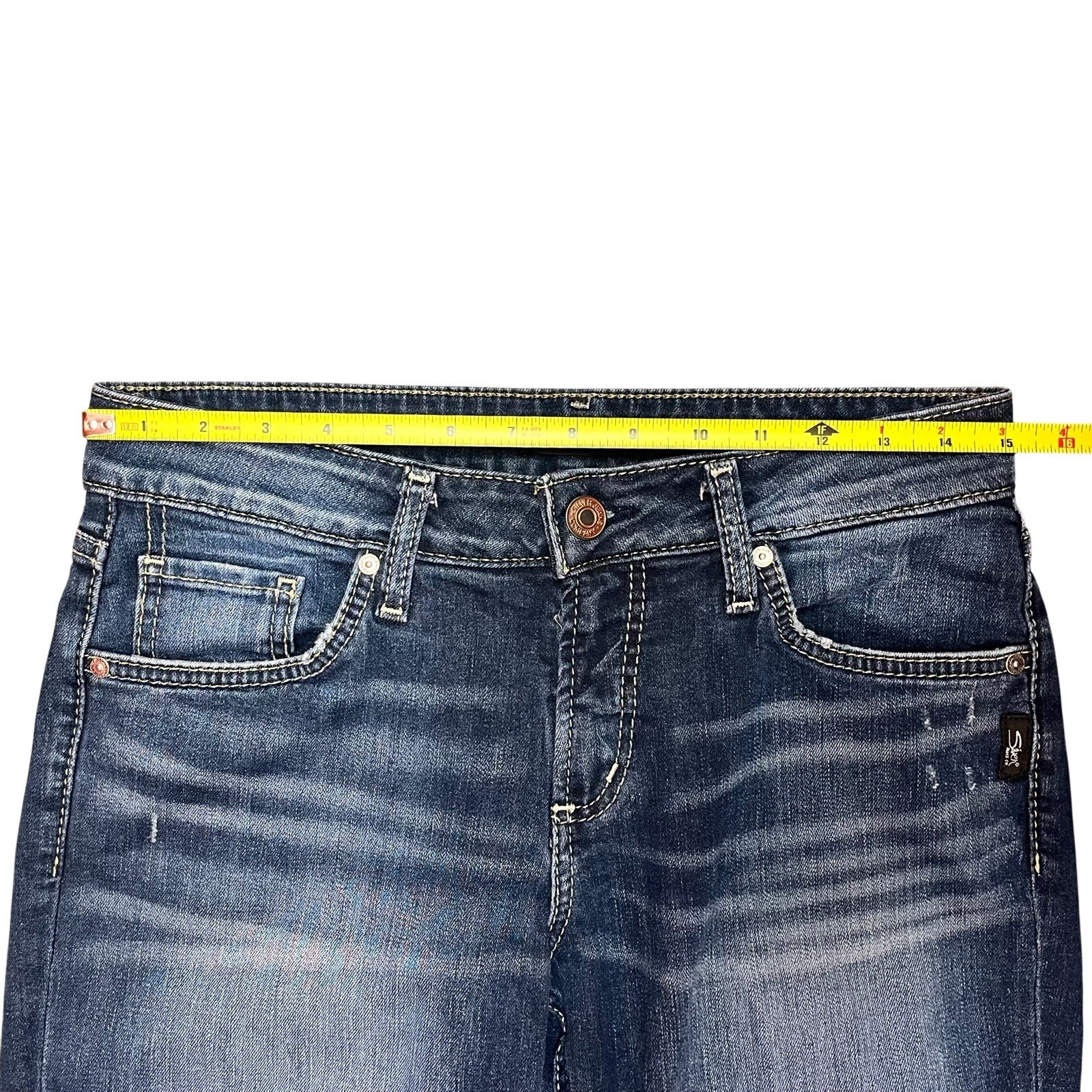 Silver Jeans Co. Women’s Mid Rise Skinny Dark Wash Denim Boyfriend Jeans Size 28
