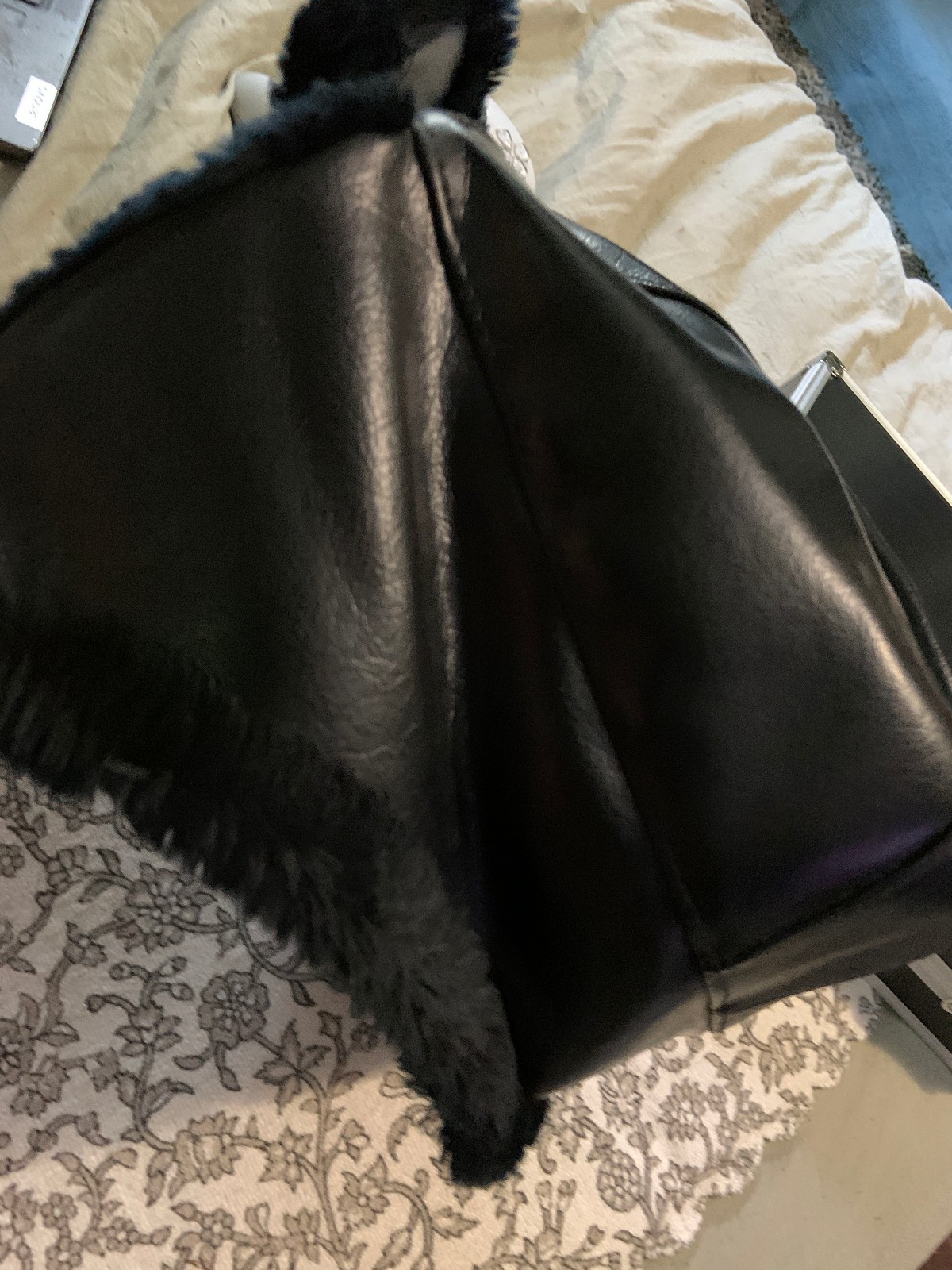 Vintage Hunters Cap – Black – Maybe Leather – Made in Sri lanka – SI Garment