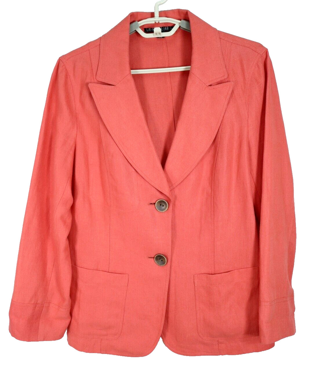 NEW LAFAYETTE 148 Women’s 100% Linen Jacket Long Sleeve Deep Coral Red Size 10