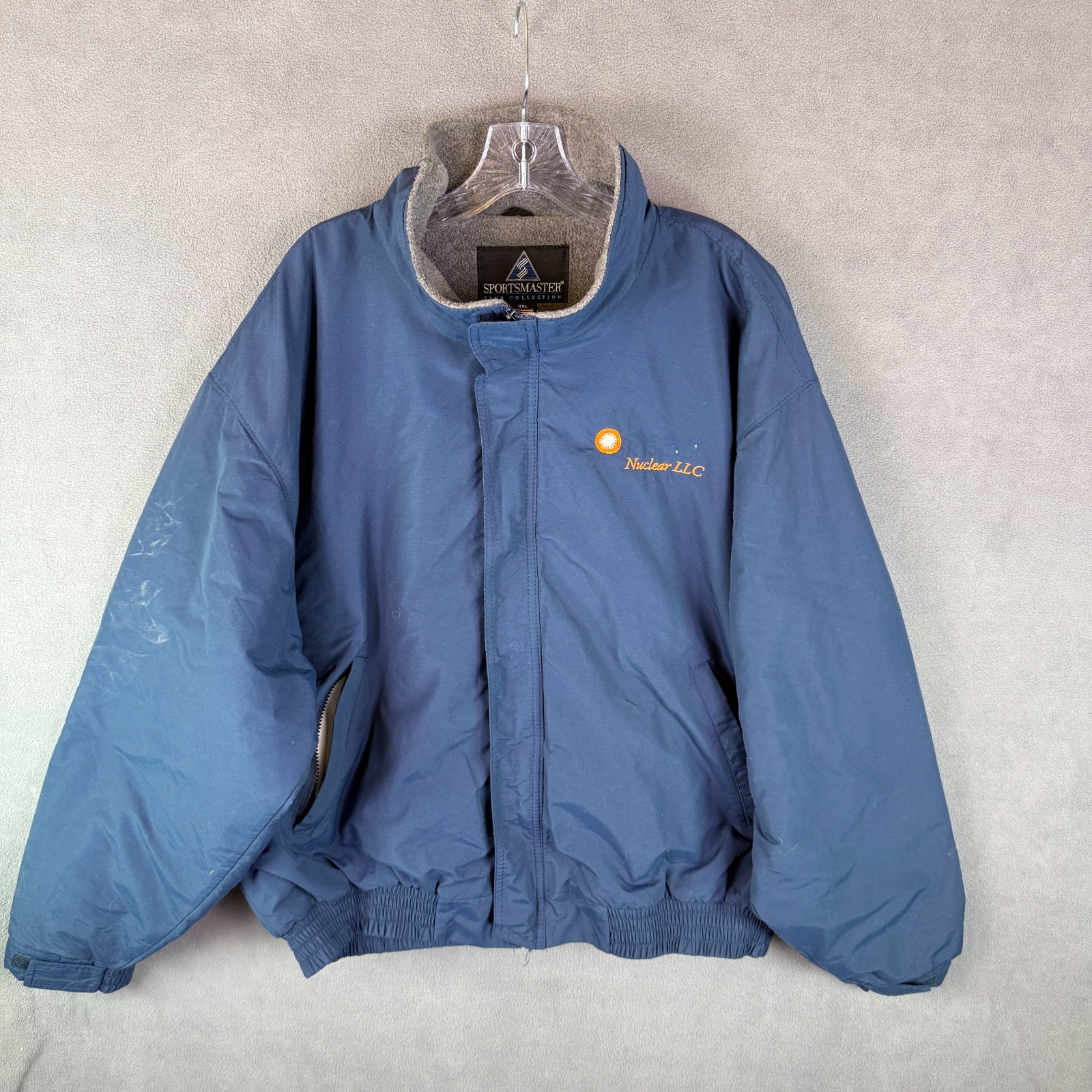 Vintage SPORTS MASTER Mens Jacket 2XL Blue 80s USA Made Fleece Lined Polartec