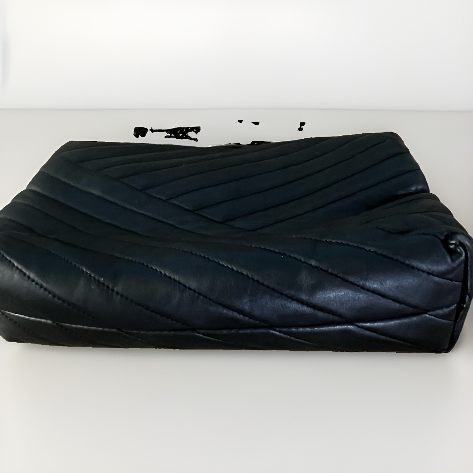 Tory Burch Kira Black Chevron Quilted Leather Chain Strap Shoulder Bag Flap