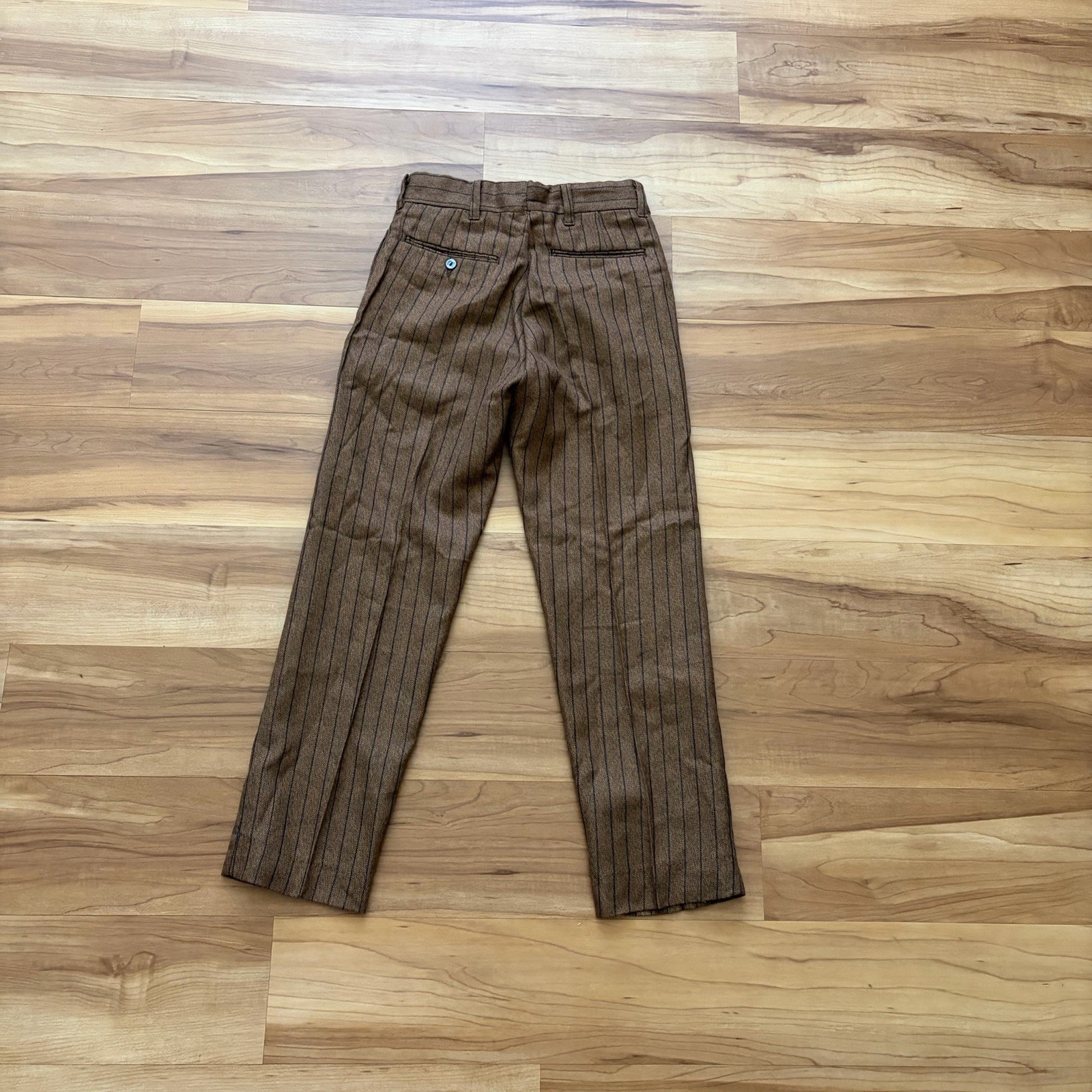 Wright Ever Pressed Pants Slacks Striped Brown Boys Size 8 1960s Retro