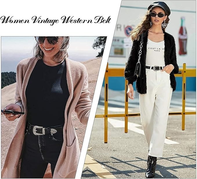 Cinturones de Cuero Occidental con Hebilla para Mujeres Correa para Damas NEW US