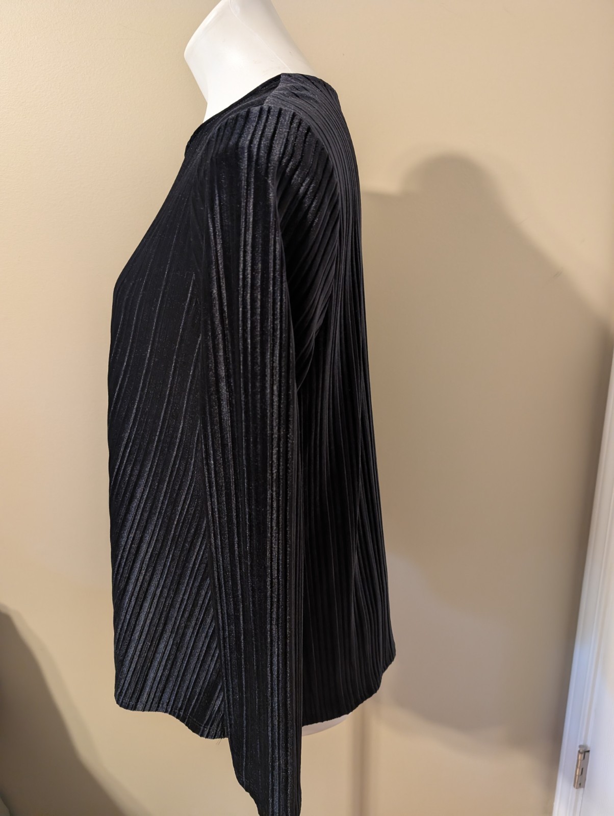 J. Jill Wearever Collection size M Velvety Velour Black / Black Striped Top NWT