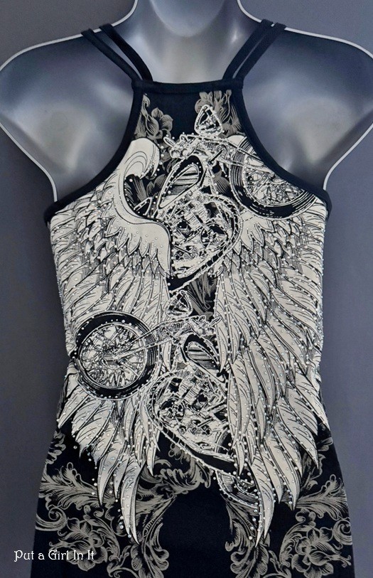 New Womens BLACK CRYSTAL MOTORCYCLE ANGEL WINGS BIKER TANK TOP S M L XL 1X 2X 3X